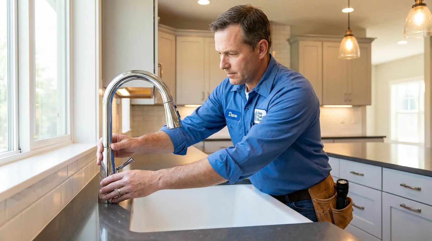 Kitchen faucet installation by Johns Plumbing LLC in Wolcott